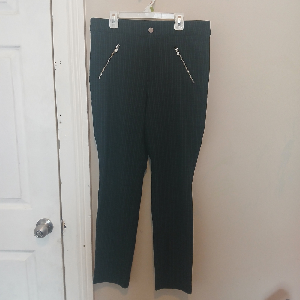 Ricki's Blue Green Checkered High Waisted Plaid Slim Casual Dress Pants